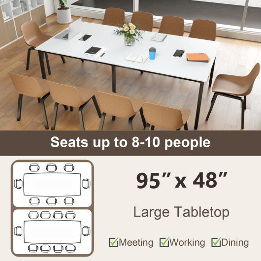8 Feet Conference Room Table Large Meeting Table Seats up to 10 People-White