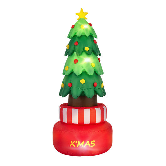 8 Feet Inflatable Rotating Xmas Tree with Built-in LED Lights and Water Bags