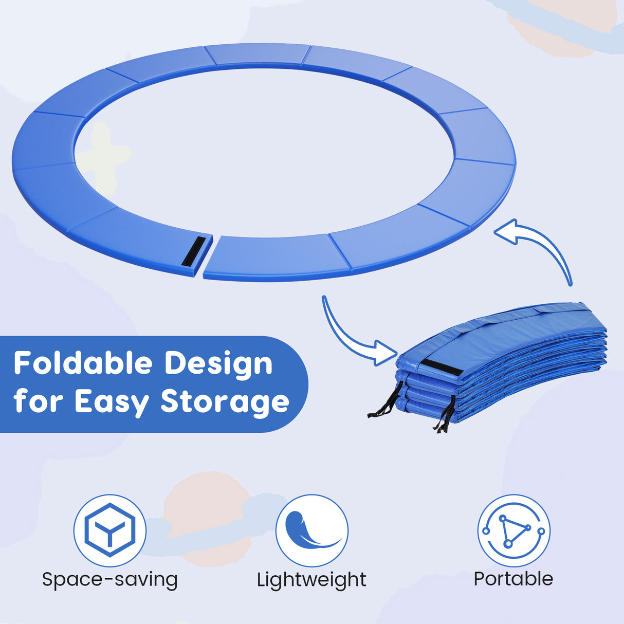 8 Feet Trampoline Pad Replacement Safety Pad with Fixing Straps (Blue)