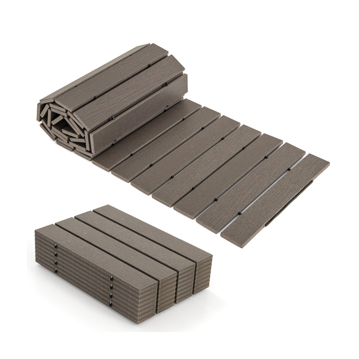 8 Ft Outdoor Garden Pathway Patio Roll Out Straight Walkways with Metal Wire Connection-S