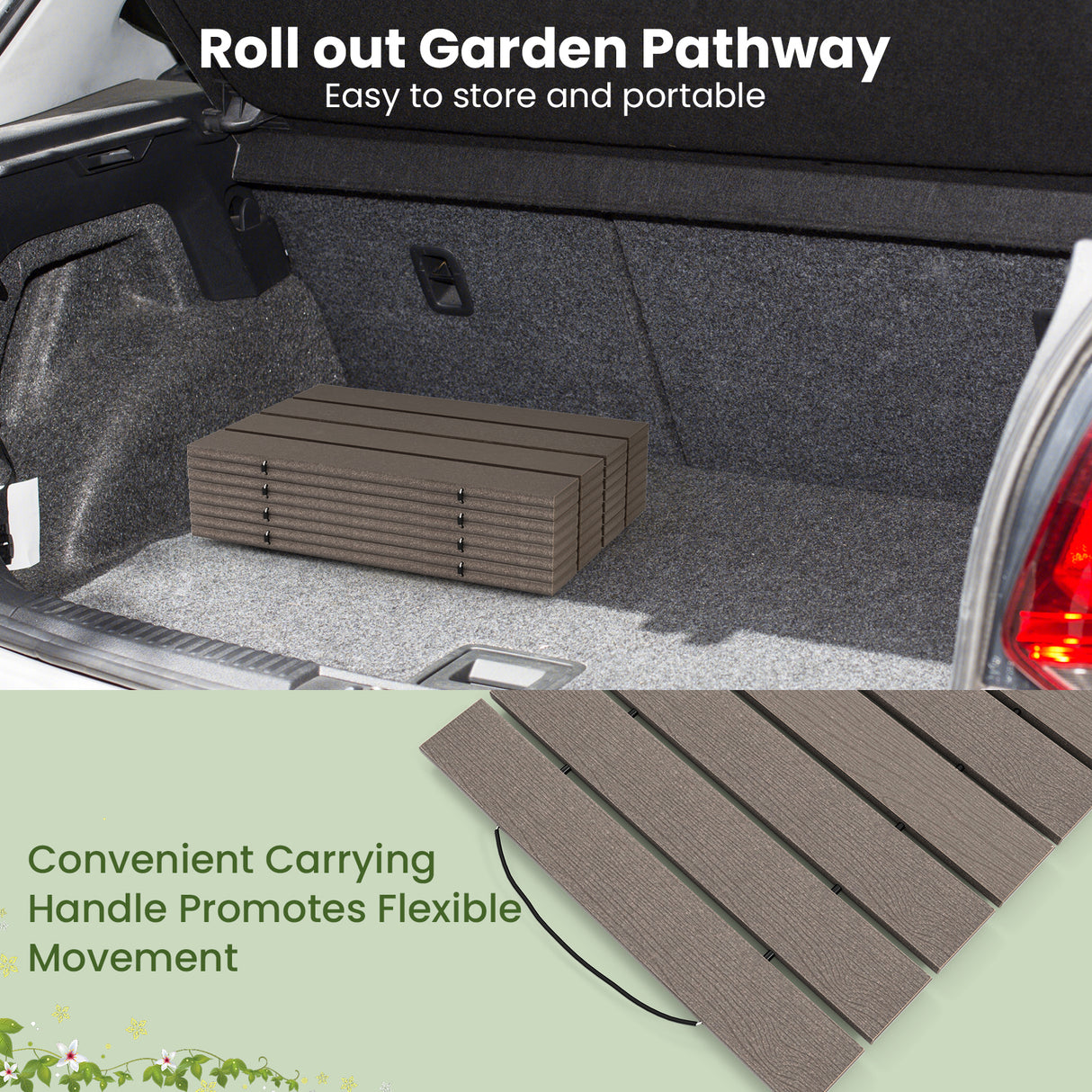 8 Ft Outdoor Garden Pathway Patio Roll Out Straight Walkways with Metal Wire Connection-S