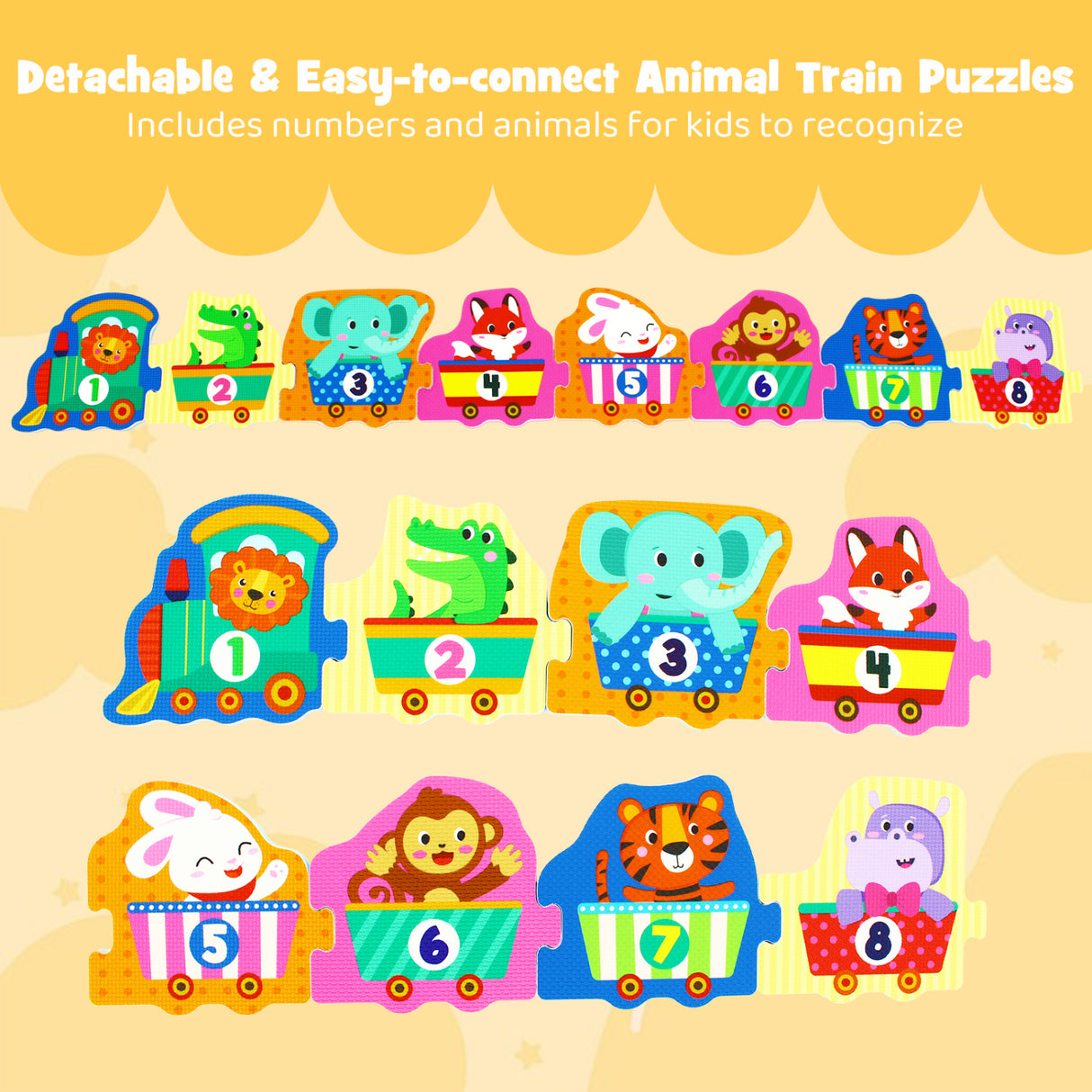 8-Piece Interlocking Baby Floor Puzzle Tiles with Educational Numbers
