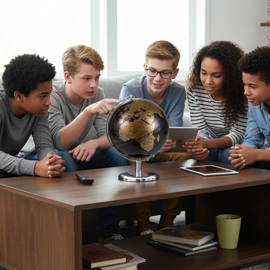 8" World Globe Modern Decorative Tabletop Earth Globe-Golden