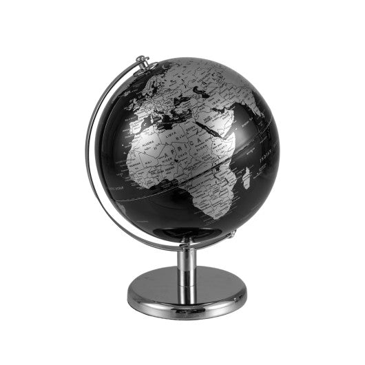 8" World Globe Modern Decorative Tabletop Earth Globe-Silver