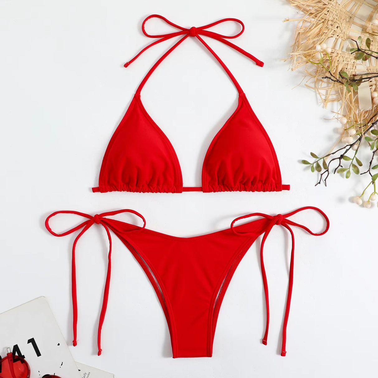 Swimwear Women Bandage Women Triangle Bathing Suits 2 Pieces Bikini Bowknot Swimsuit Bikini Set Swimwear Bikini Sets Bikinis Bathing Suit Push Up Swimsuit Summer Beachwear