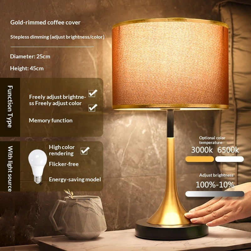 Modern Touch Sensor Dimming Luxury Living Room Simple Nordic LED Table Lamp Creative Simplicity Cloth Desk Light Indoor Decorative Table Lamp Cute Study Lamps for Bedroom Décor