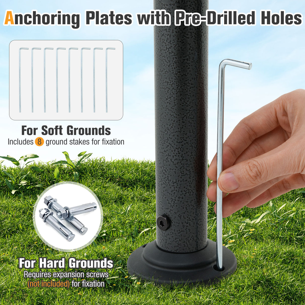 8 x 5 Feet Grill Gazebo with 2 Shelves 6 Hooks and Metal Frame-Gray