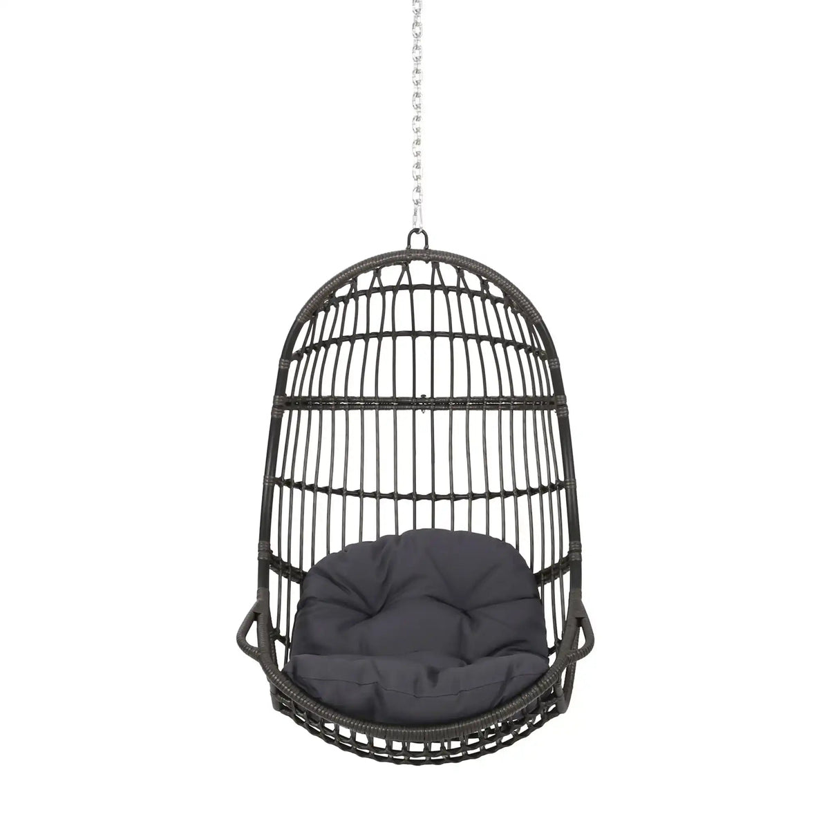 Rustic Hanging Basket Chair With Cushion