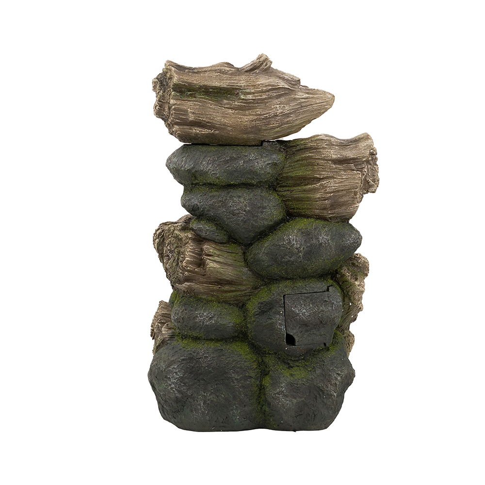 Decorative 5 Tier Wood Rock Inspired Water Fountain With Lights And Pump - Brown by Couch.com