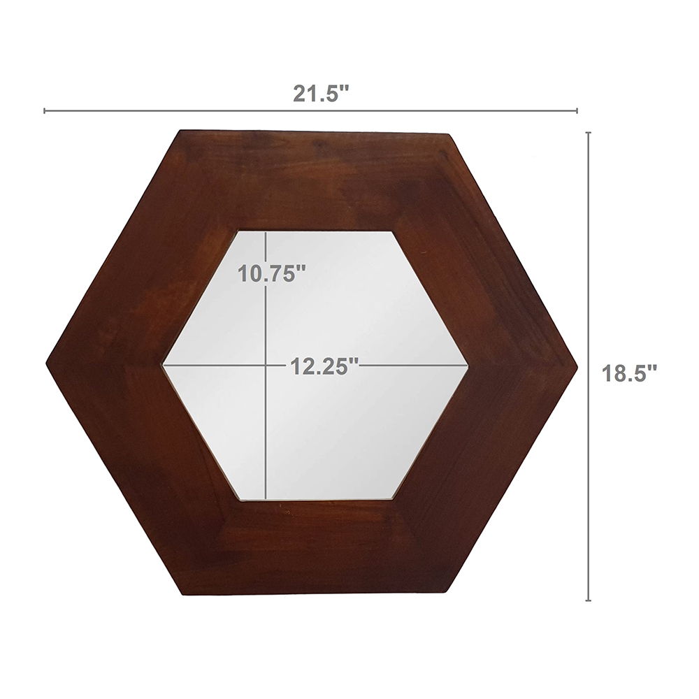 Hexagon Mirror With Natural Wood Frame, Wall Decor For Living Room Bathroom Hallway by Couch.com