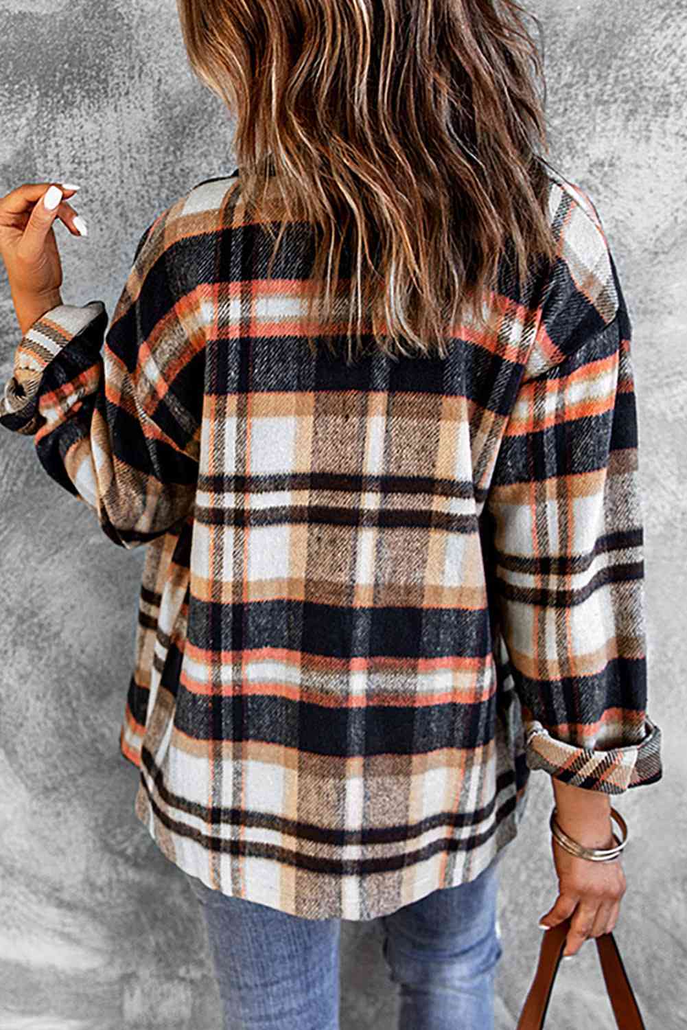 Classic Plaid Button Front Shirt Jacket with Breast Pockets Casual & Minimalist Outerwear
