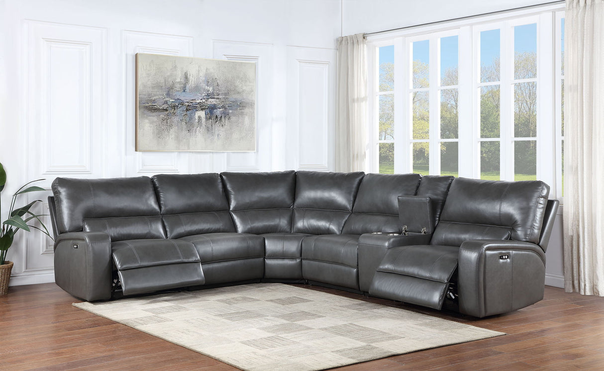 Saul - Power Recliner Sectional Sofa With USB Port Cupholder Console by Couch.com
