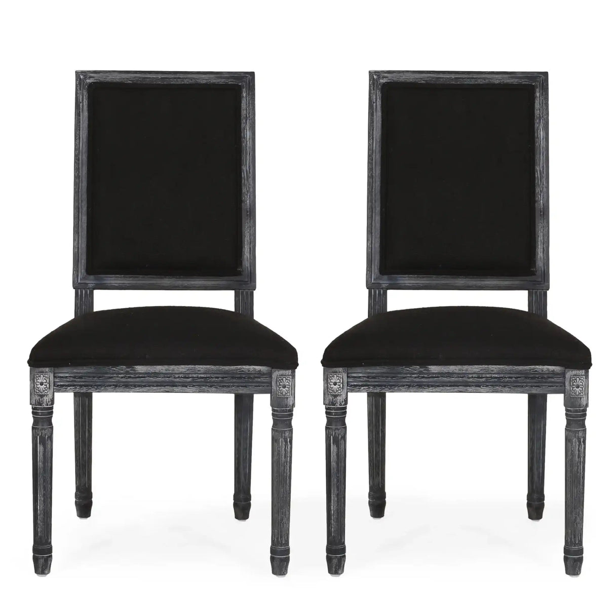 French Country Style Dining Chair with Upholstered Seating and Fluted Legs