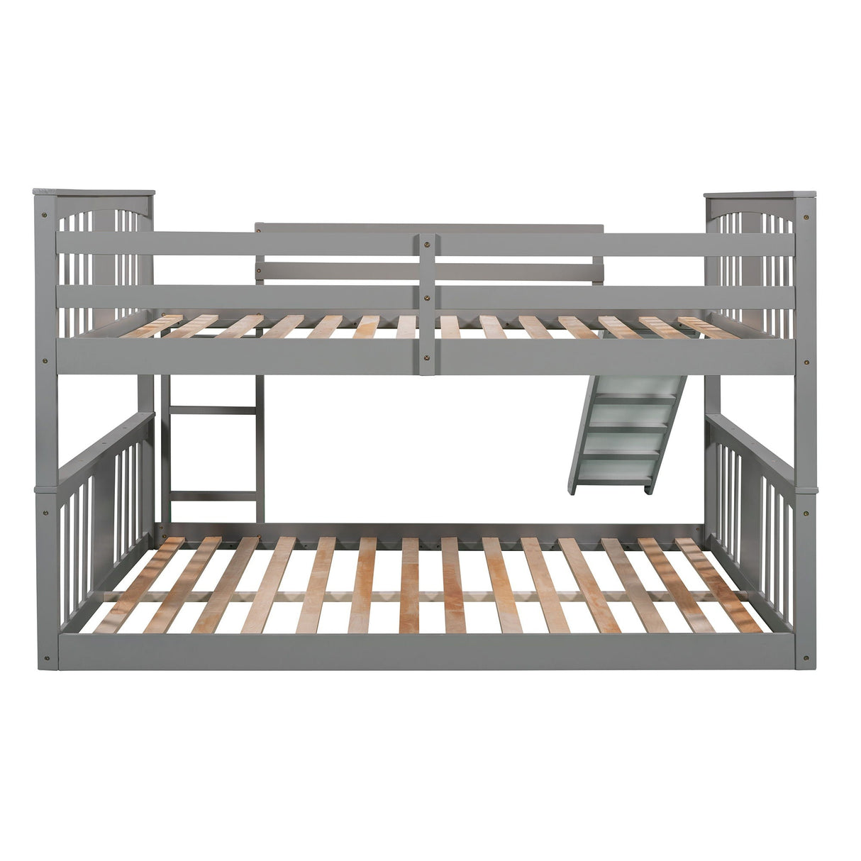 Full Over Full Bunk Bed With Ladder With Slide - Gray by Couch.com