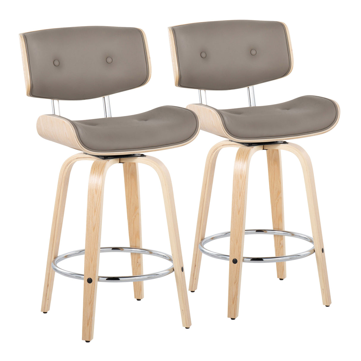 Lombardi - Mid Century Modern Fixed Height Counter Stool With Swivel With Round Footrest (Set of 2) by Couch.com