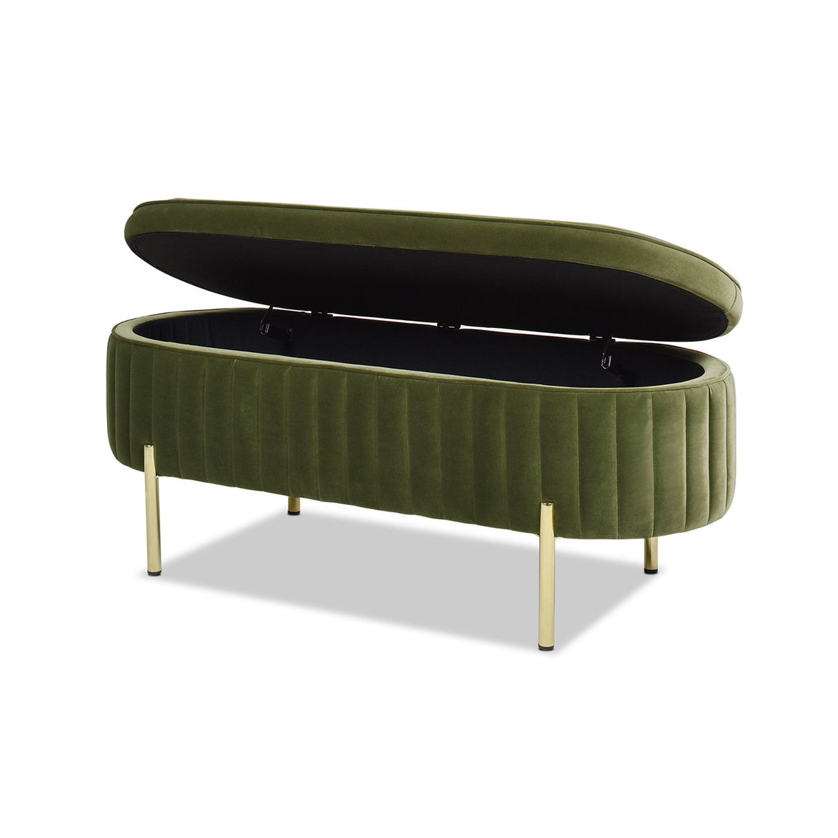 Chloe - Modern Glam Storage Bench - Olive Green by Couch.com