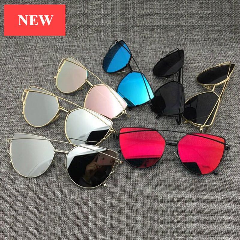 NEW Stevvex Designer Cat eye Sunglasses For Women and Ladies in Vintage Metal Reflective Glasse Mirror Retro Oculos De Sol Gafas Style With UV 400 Protection