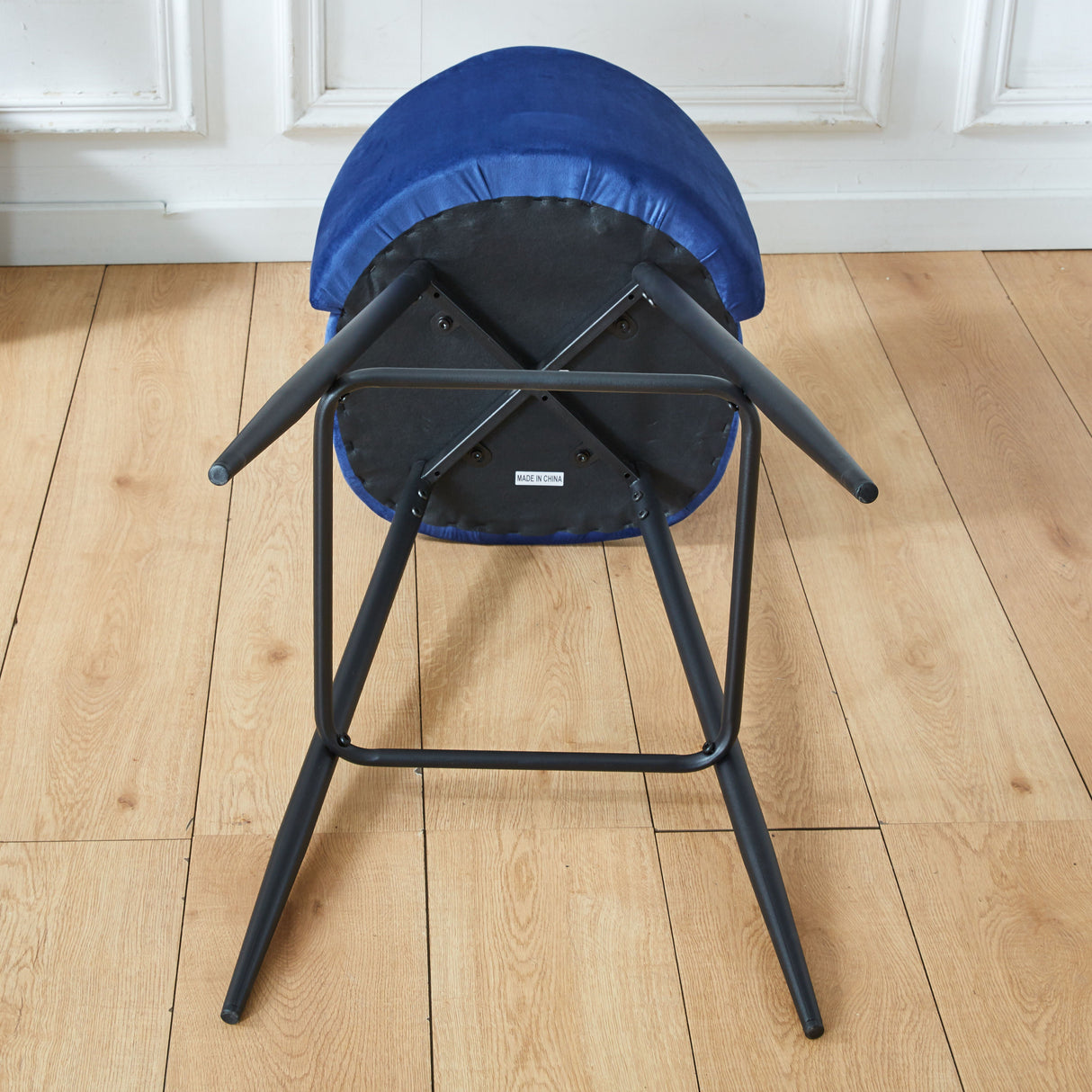 Bar Stool (Set of 2) Modern Counter Bar Height Chair With Back, Sturdy Metal Legs & Footrests, Island Stool For Kitchen Bar - Blue by Couch.com