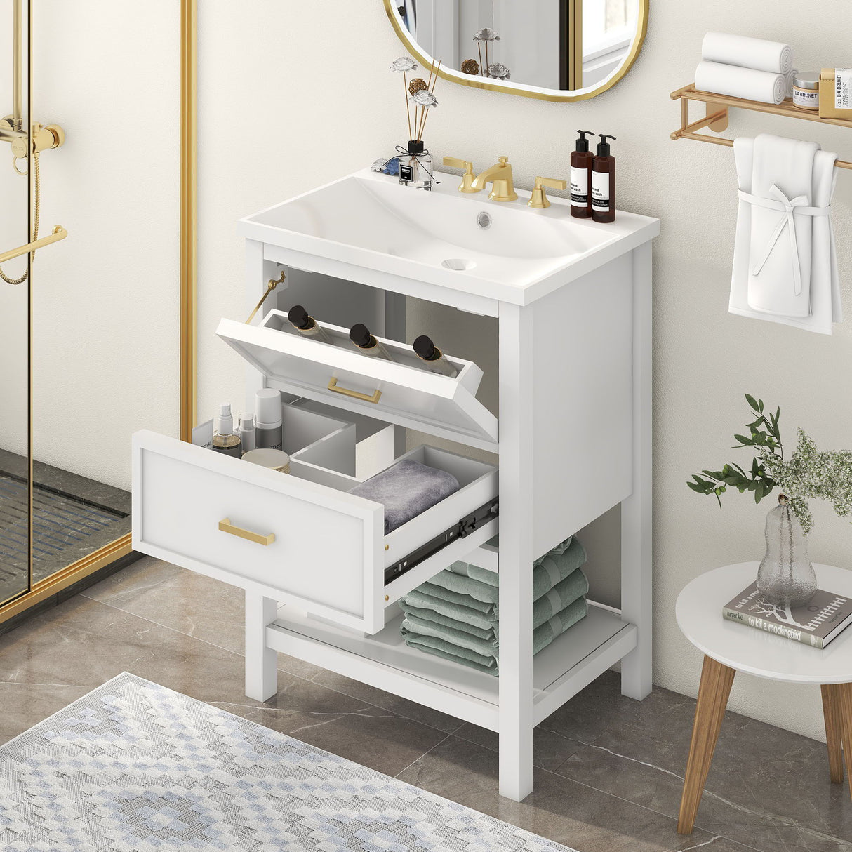 Bathroom Vanity With Top Sink, Modern Bathroom Storage Cabinet With 2 Drawers, Single Sink Bathroom Vanity by Couch.com