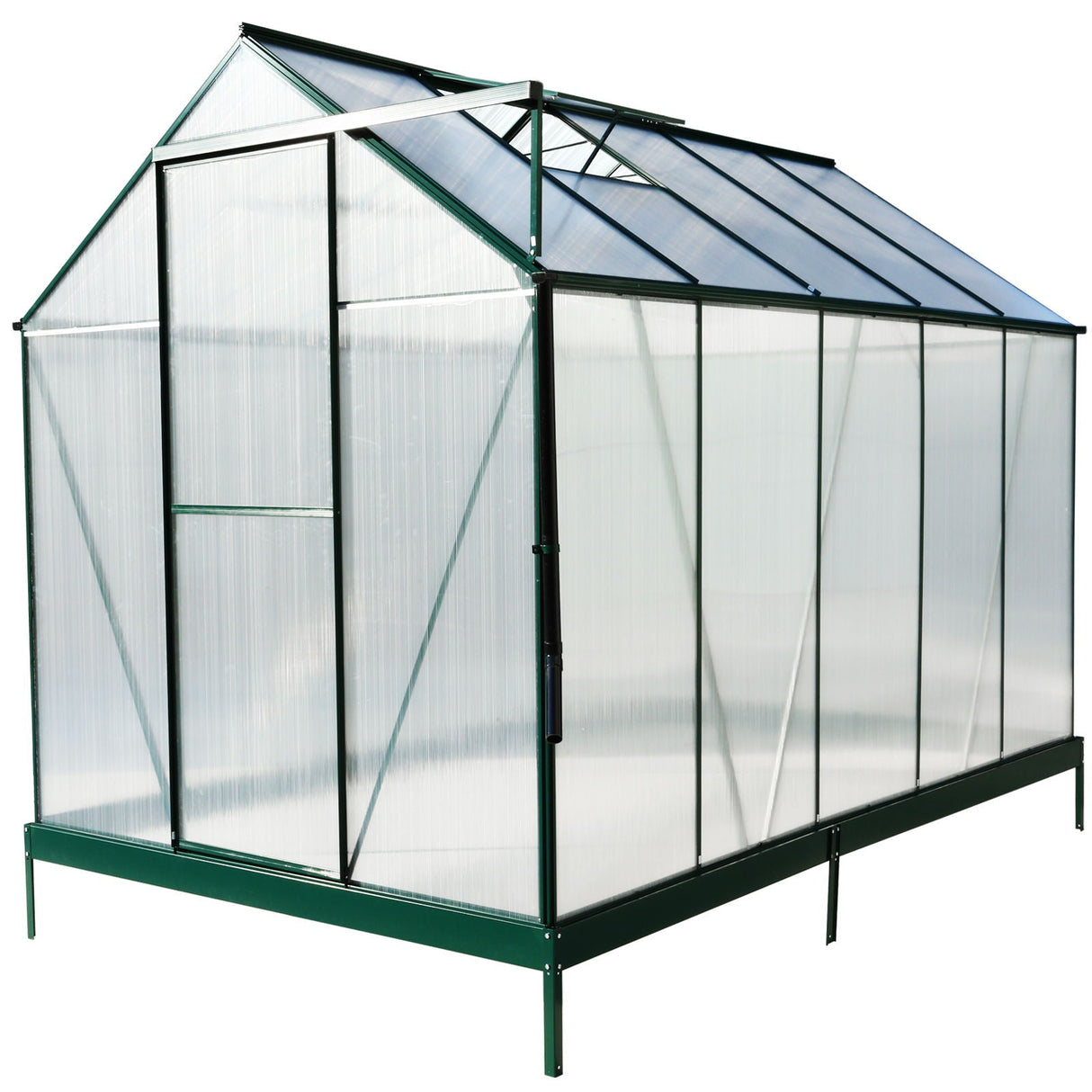 Polycarbonate Greenhouse, Heavy Duty Outdoor Aluminum Walk-In Green House Kit With Rain Gutter, Vent And Door For Backyard Garden by Couch.com