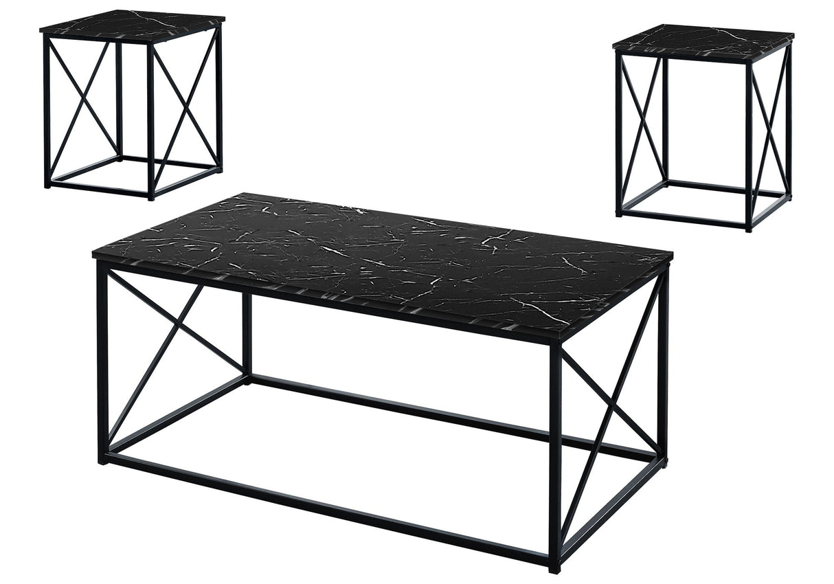 Table Set, Coffee, End, Side, Accent, Living Room, Marble Look Laminate, Contemporary & Modern (Set of 3) by Couch.com