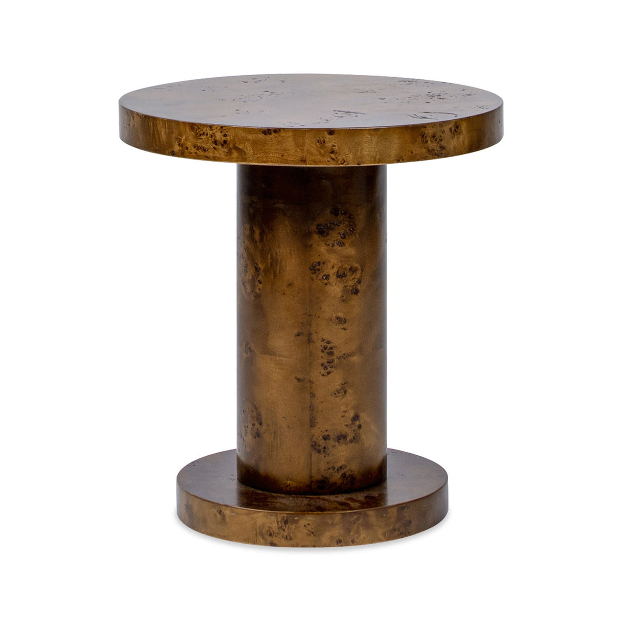 Bolin - Round Pillar Burl Accent Side Table - Walnut Brown by Couch.com