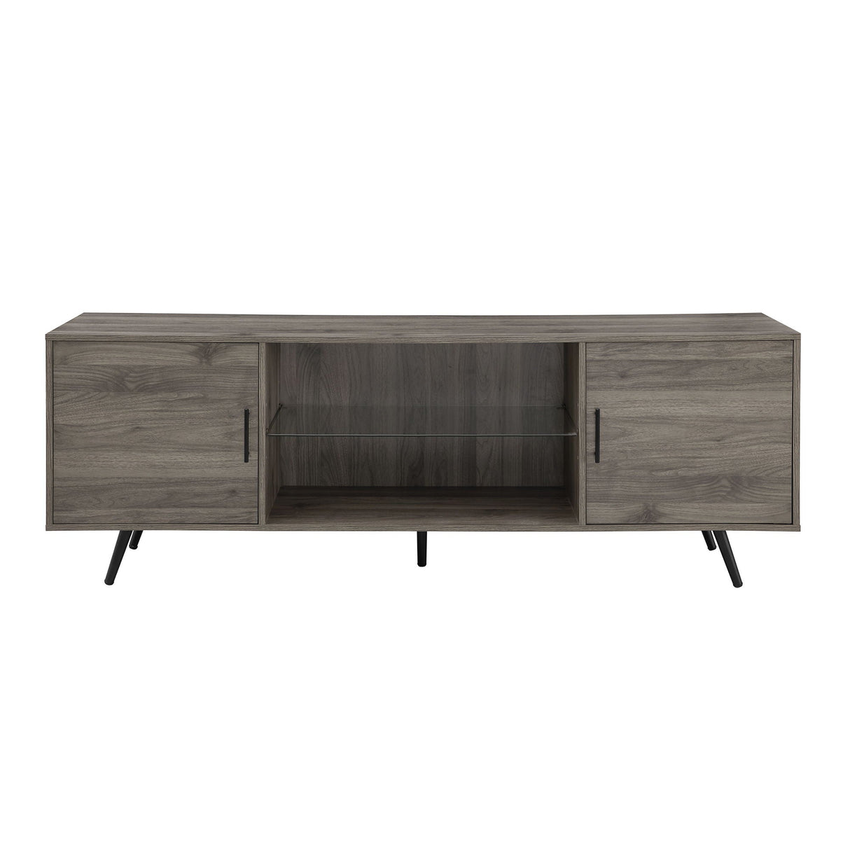 Mid-Century Modern 2 Door TV Stand With Glass Shelf by Couch.com