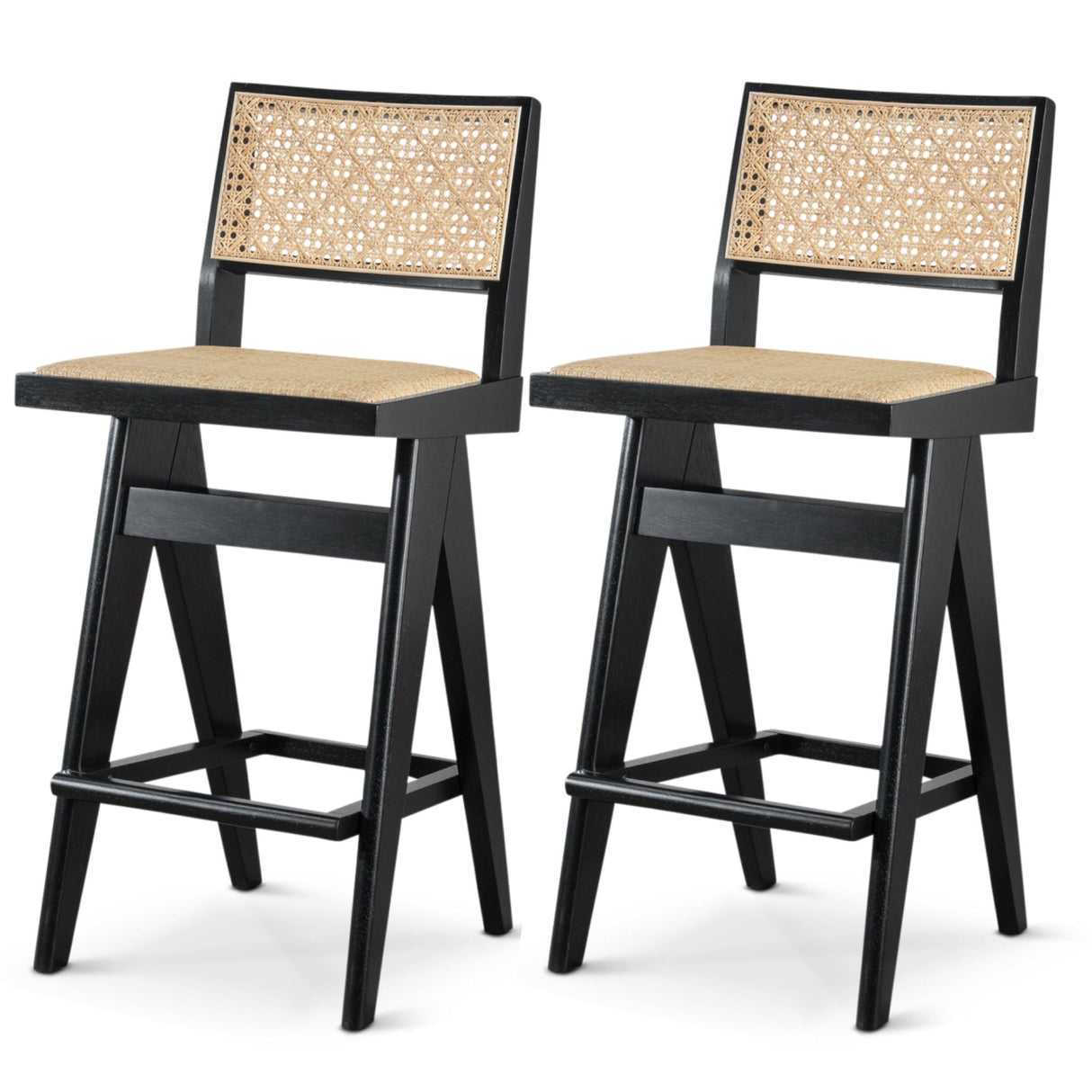 Keira - Bar Stool (Set of 2) - Black / Rattan by Couch.com