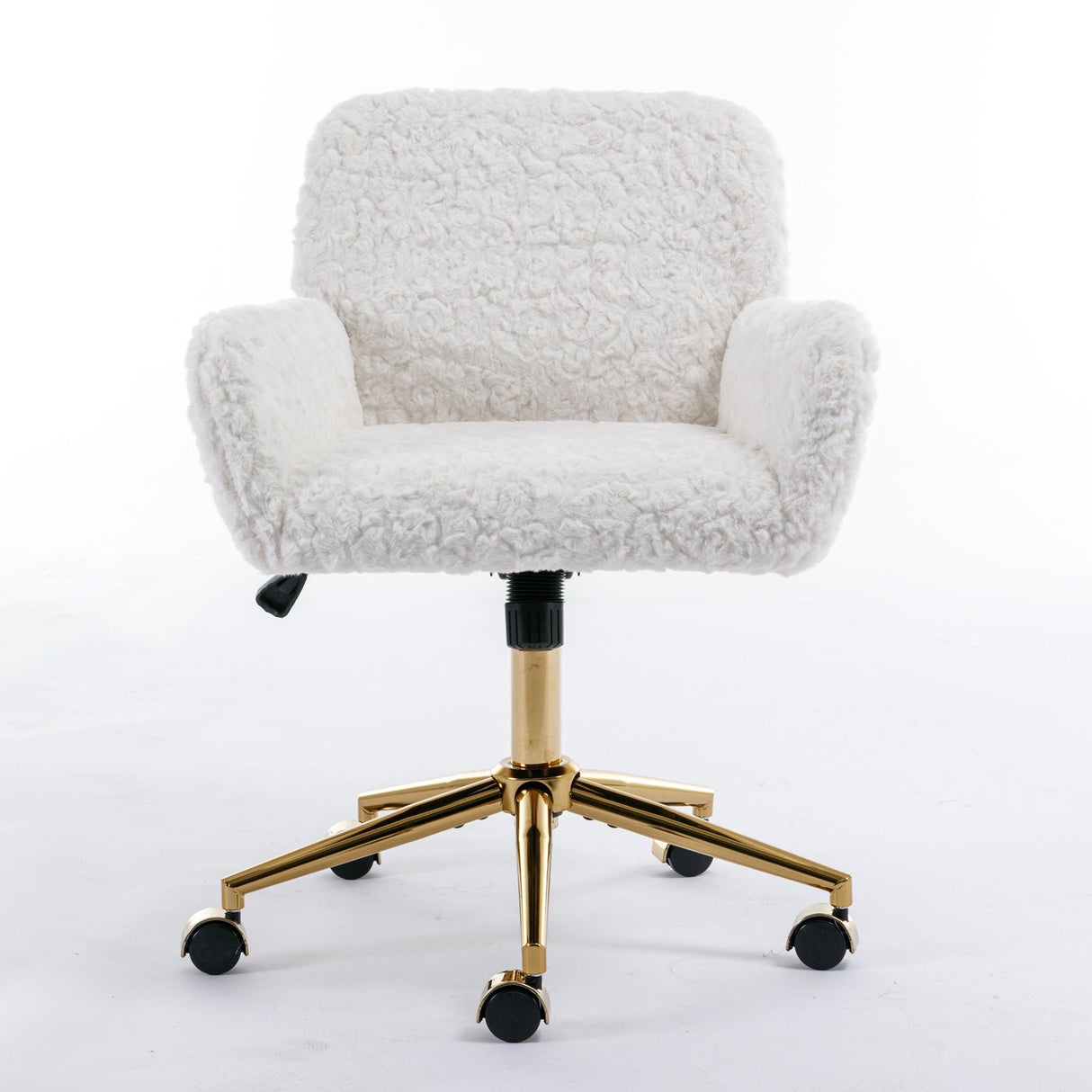 Office Chair, Artificial Rabbit Hair Home Office Chair With Golden Metal Base, Adjustable Desk Chair Swivel Office Chair, Vanity Chair by Couch.com