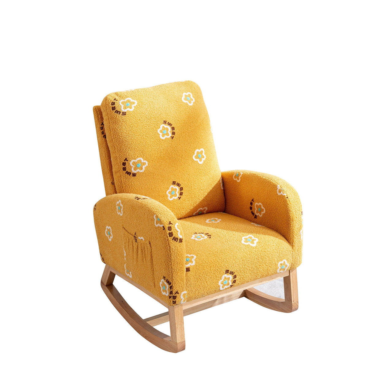 Modern Accent Rocker Armchair With Side Pocket, Upholstered High Back by Couch.com