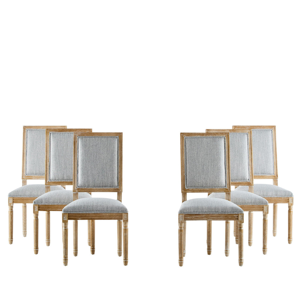 French Country Style Dining Chair with Upholstered Seating and Fluted Legs