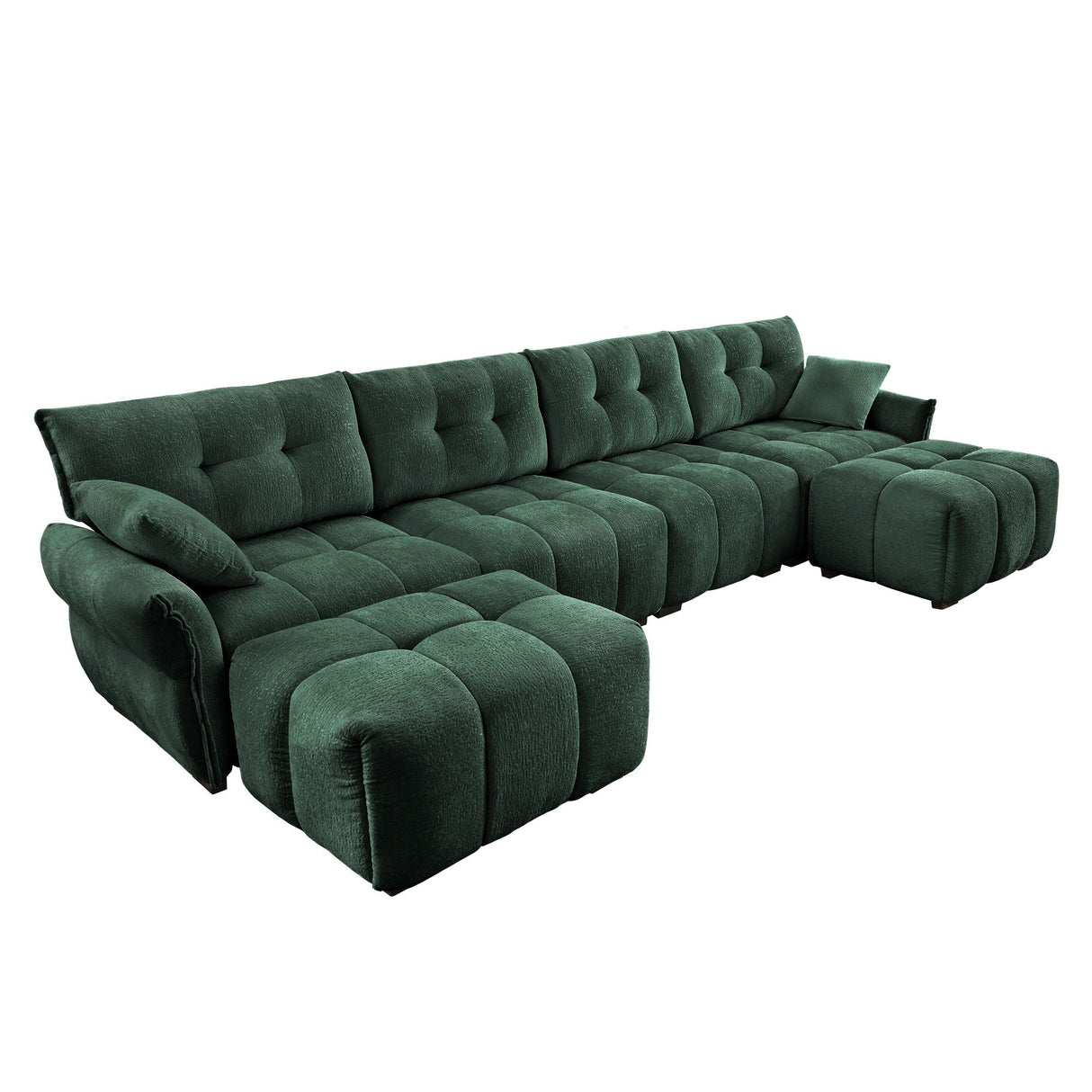 Elegant Sofa Set With Ottoman And Pillows, Textured Chenille, High Resilience Cushions by Couch.com
