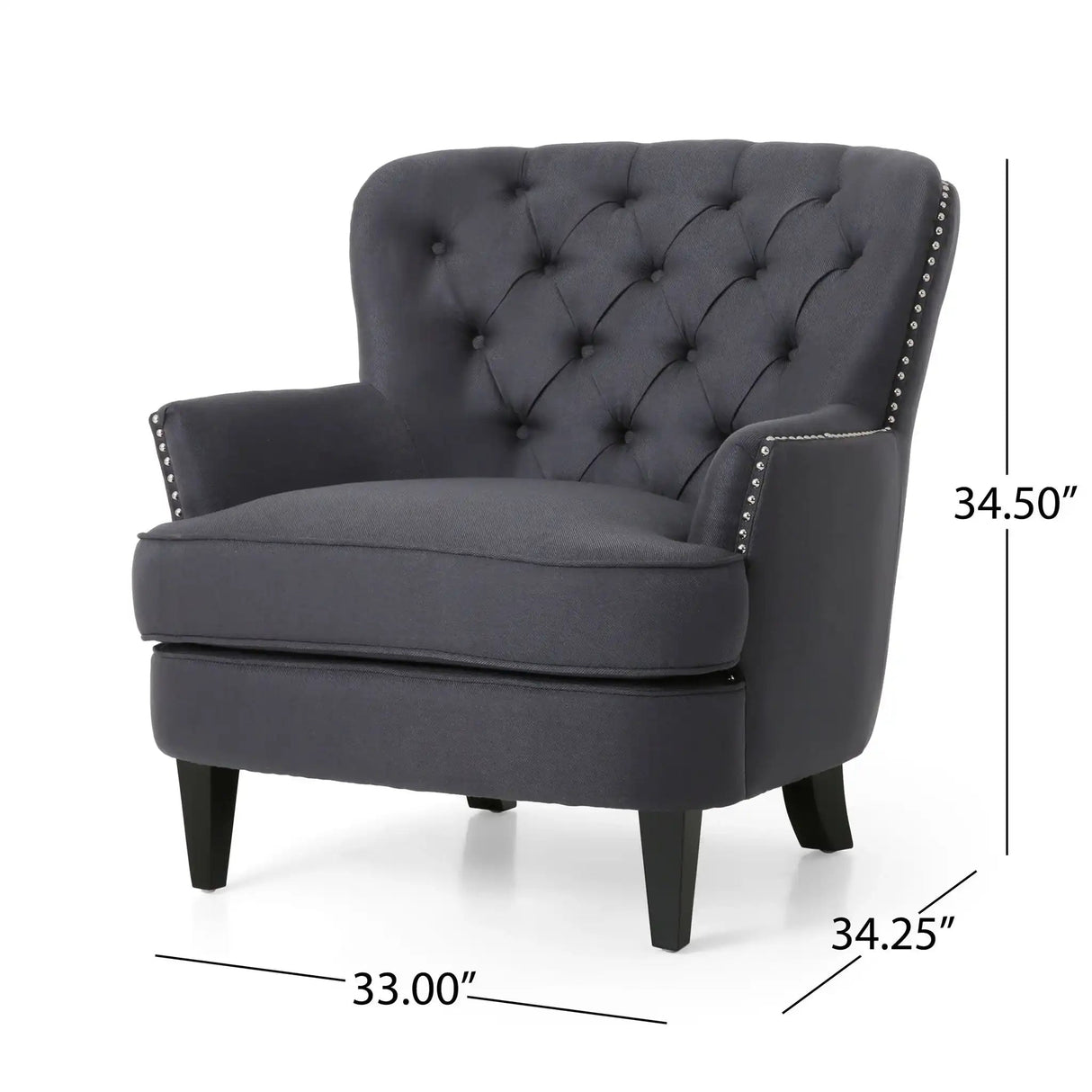 Enchante Living Room Set With Tufted Back Club Chair And Ottoman