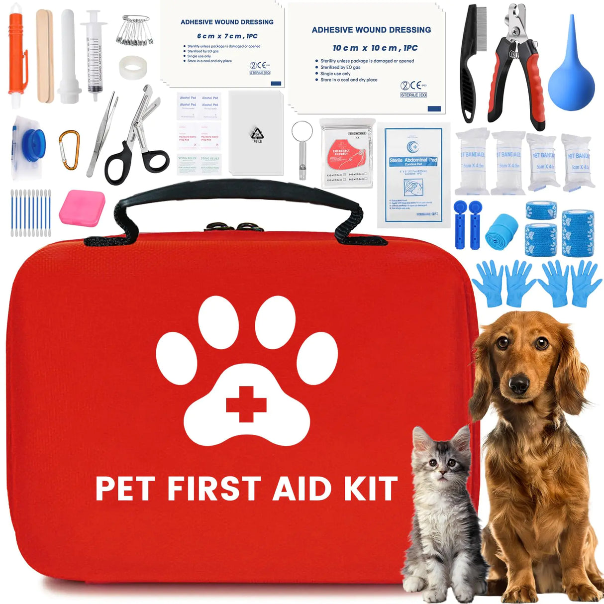 Generic Dog First Aid Kit Pet First Aid Kit for Dogs and Cats Home Office Travel Car First Aid Kit Emergency Kit Dog Travel Kit for Hiking Dog Medical kit Emergency Survival Kit Red