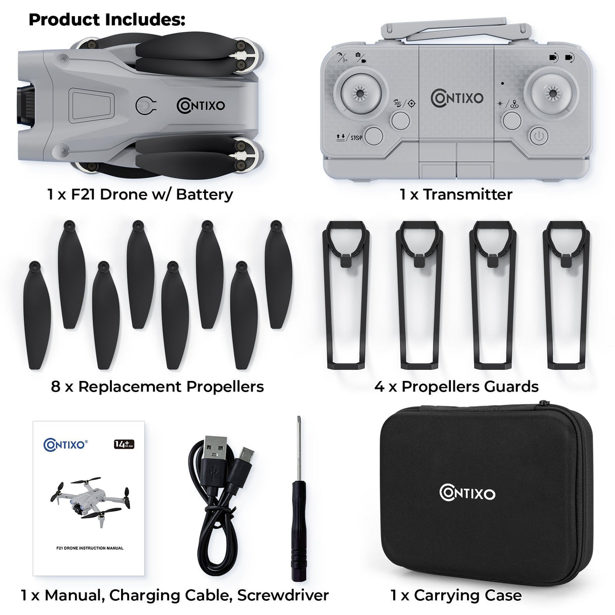 Contixo F21 Elite Sky Remote Control Beginner Drone With 1080P HD Camera