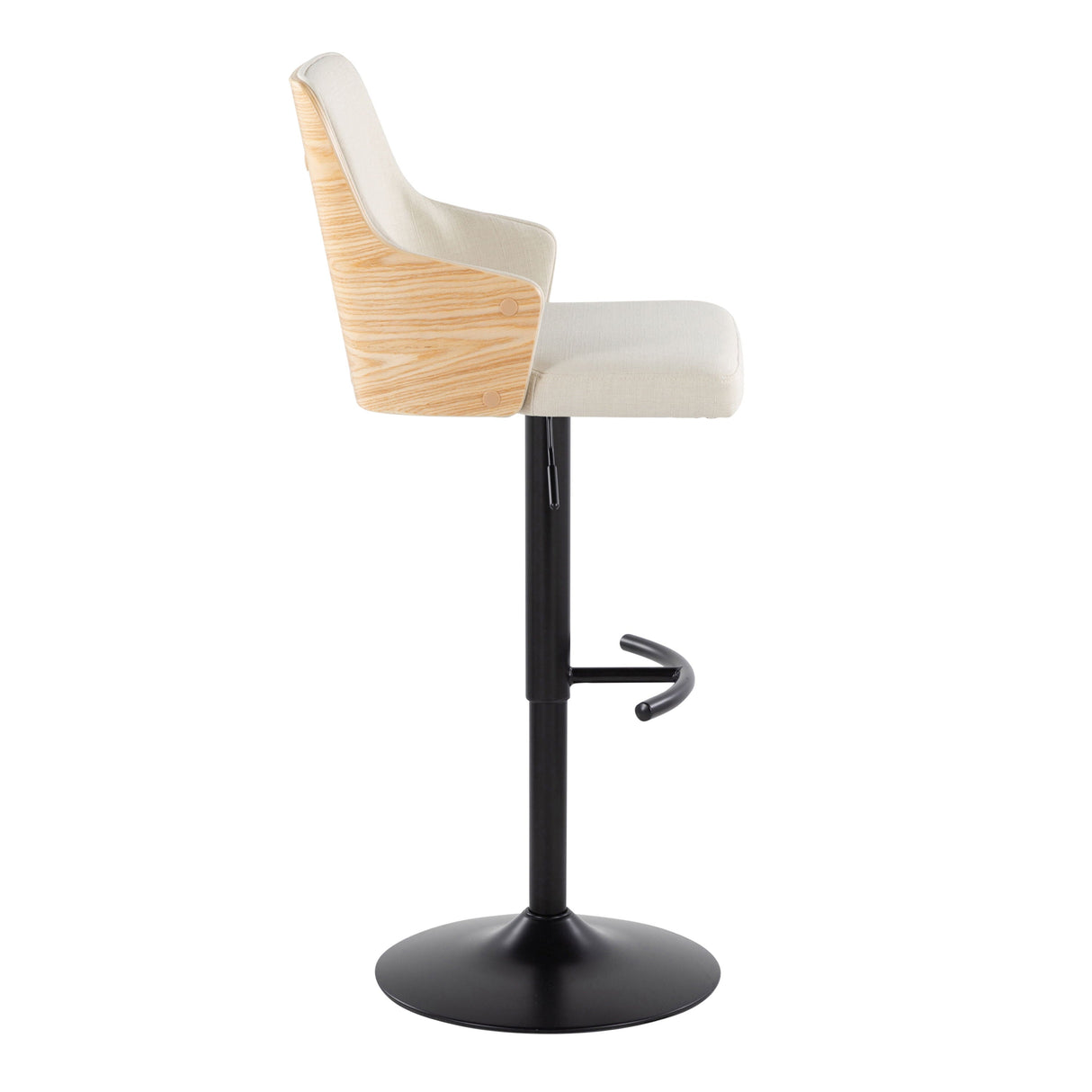 Stella - Contemporary Adjustable Barstool Stool With Swivel And Rounded T Footrest (Set of 2) by Couch.com