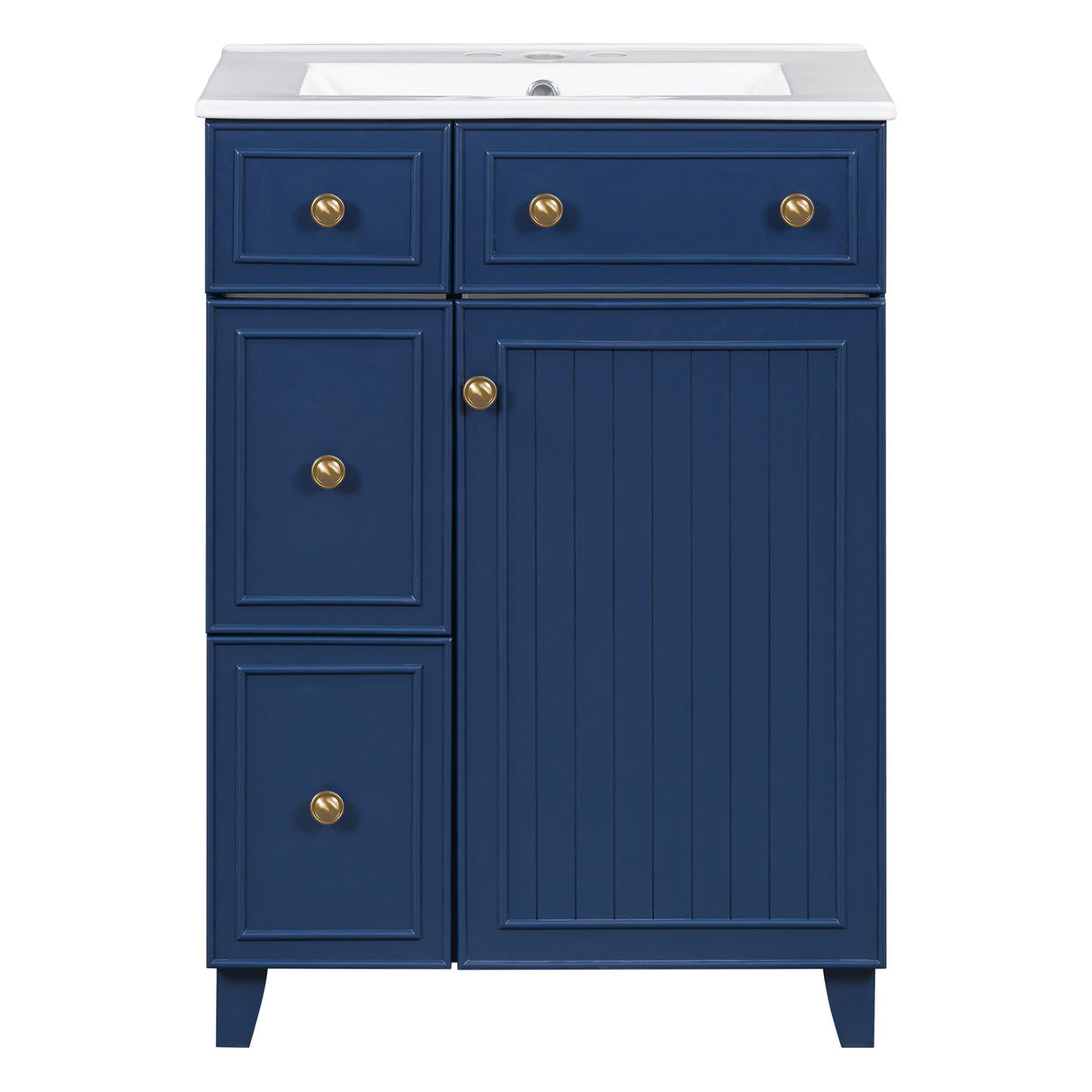 Transitional Style Bathroom Vanity Cabinet With Ceramic Sink