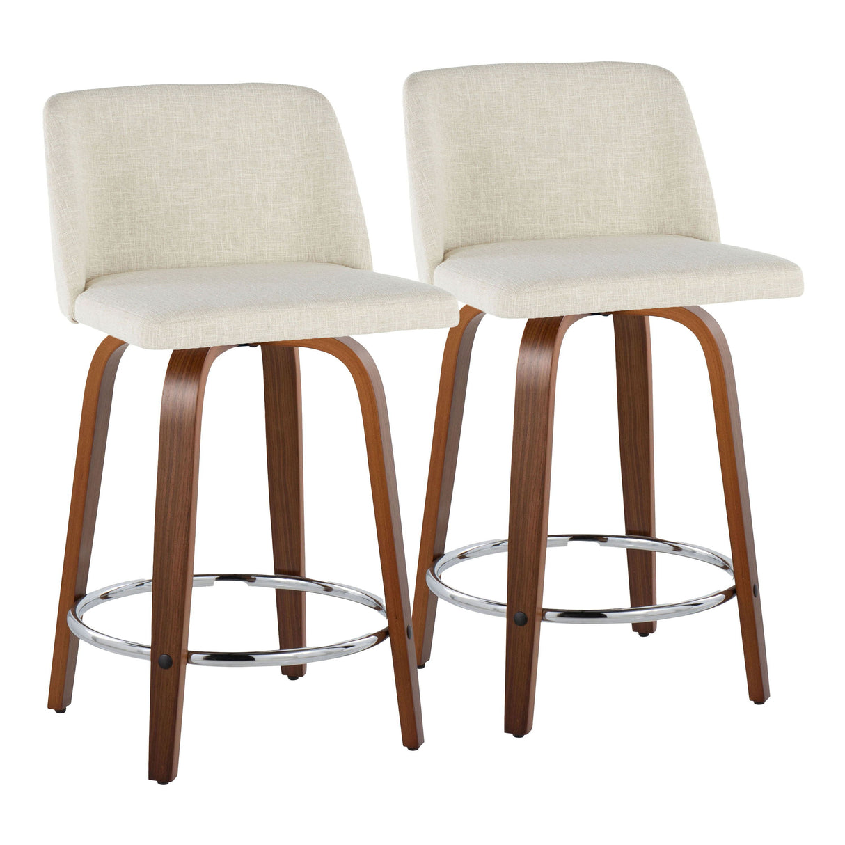 Toriano - Mid Century Modern Fixed Height Counter Stool With Swivel With Round Footrest (Set of 2) by Couch.com