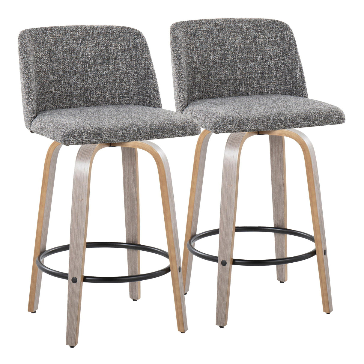 Toriano - Contemporary Fixed Height Counter Stool With Swivel & Round Footrest (Set of 2) by Couch.com