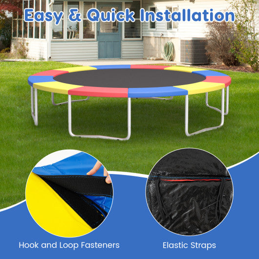 8-16 FT Trampoline Pad Replacement Safety Pad with Fixing Straps (Multicolor)-14 ft