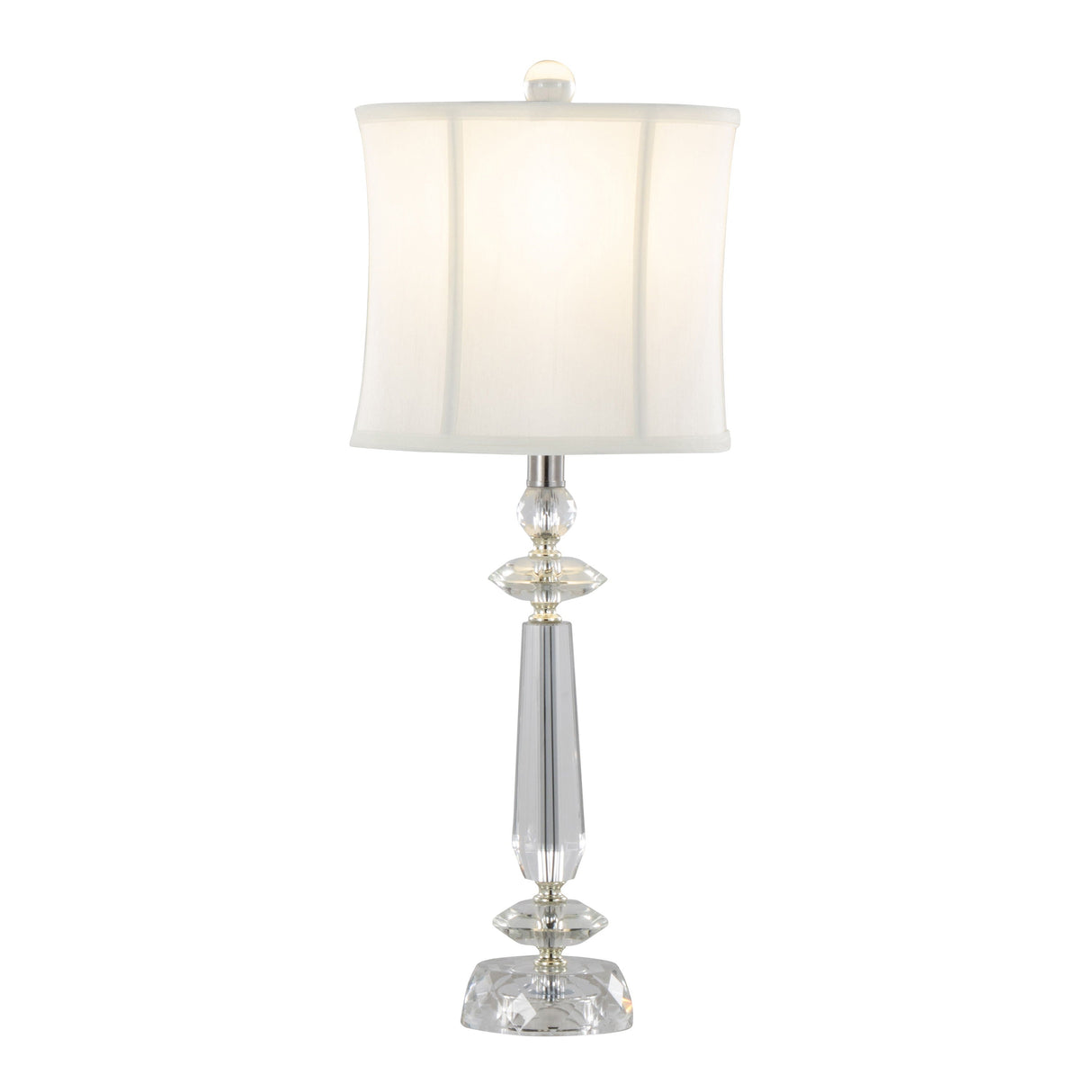 Karat - Contemporary Crystal Table Lamp (Set of 2) - Clear Crystal / Chrome / White Softback by Couch.com