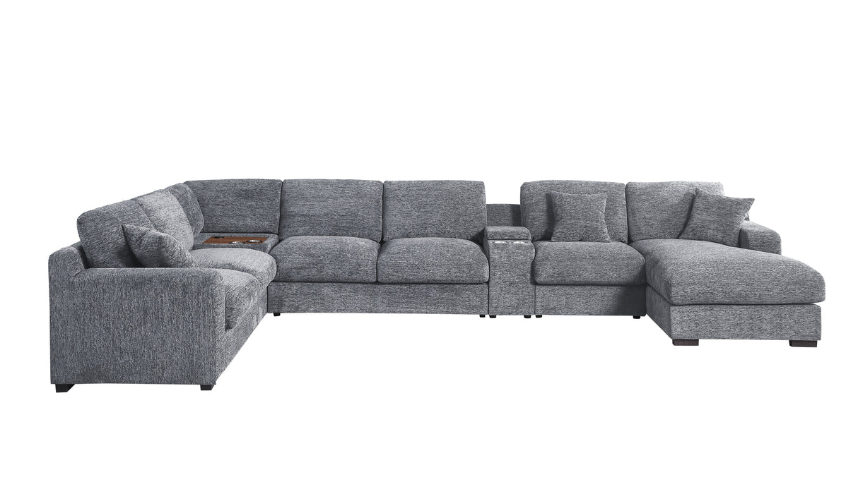 Celine - Chenille Fabric Corner Sectional Sofa With Right-Facing Chaise, Cupholders, And Charging Ports by Couch.com