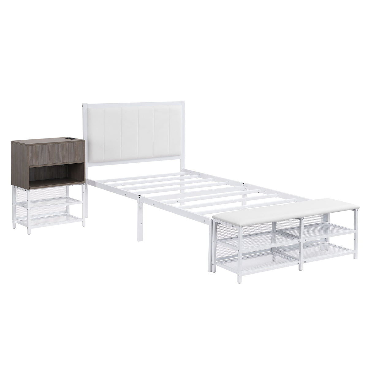 Platform Bed With 2 Tier Storage Shelves, Storage Cabinet by Couch.com