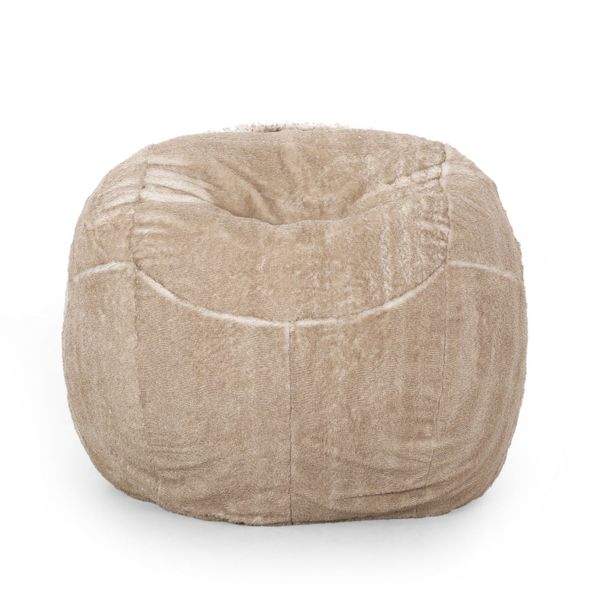 Vida - Modern 5 Foot Rounded Bean Bag - Snow White / Beige
