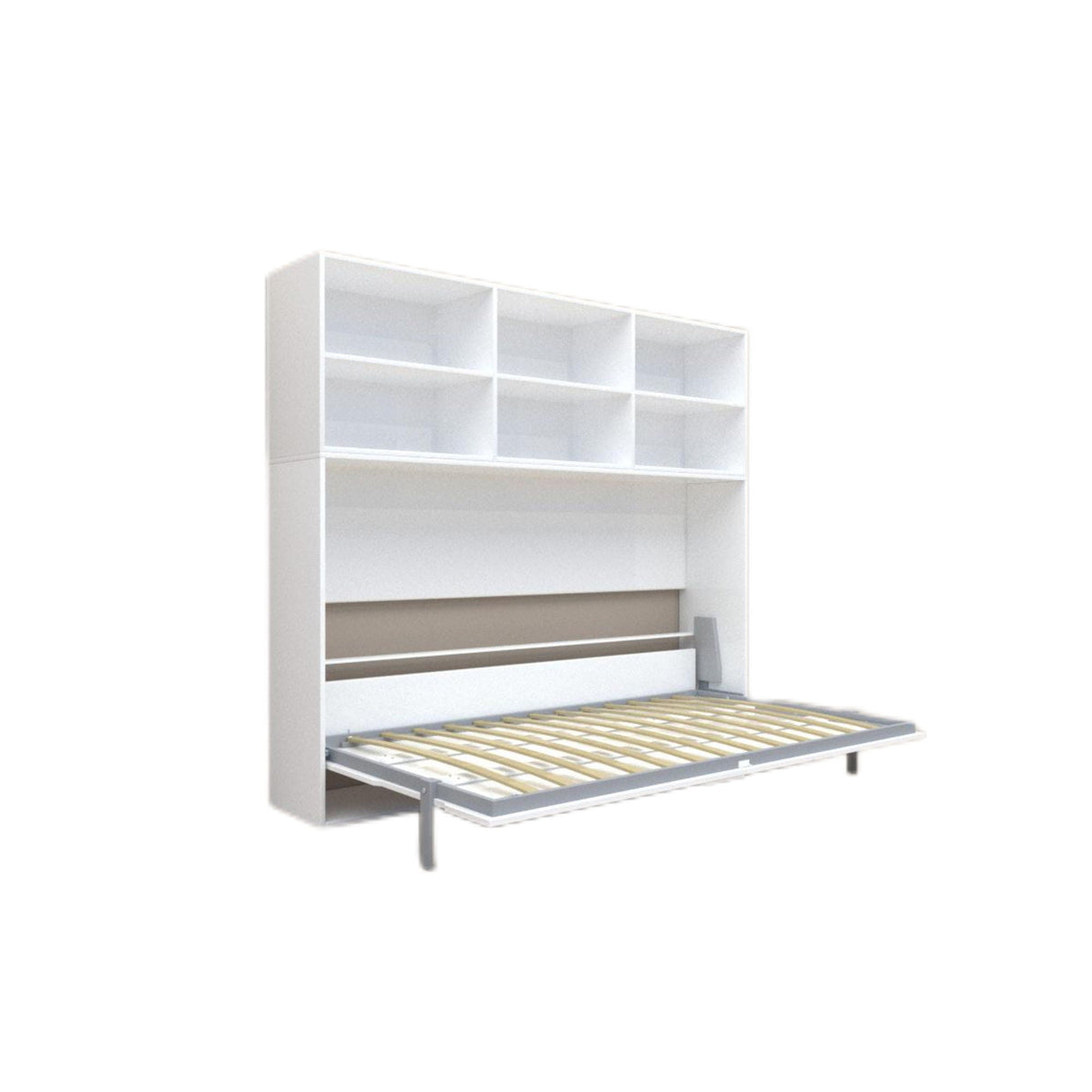 Mordern Design Twin Size Horizontal Murphy Bed With Shelf Storage For Bedroom Or Guestroom Wall Bed Space Saving Hidden Bed With New Style Gas Struts - White by Couch.com