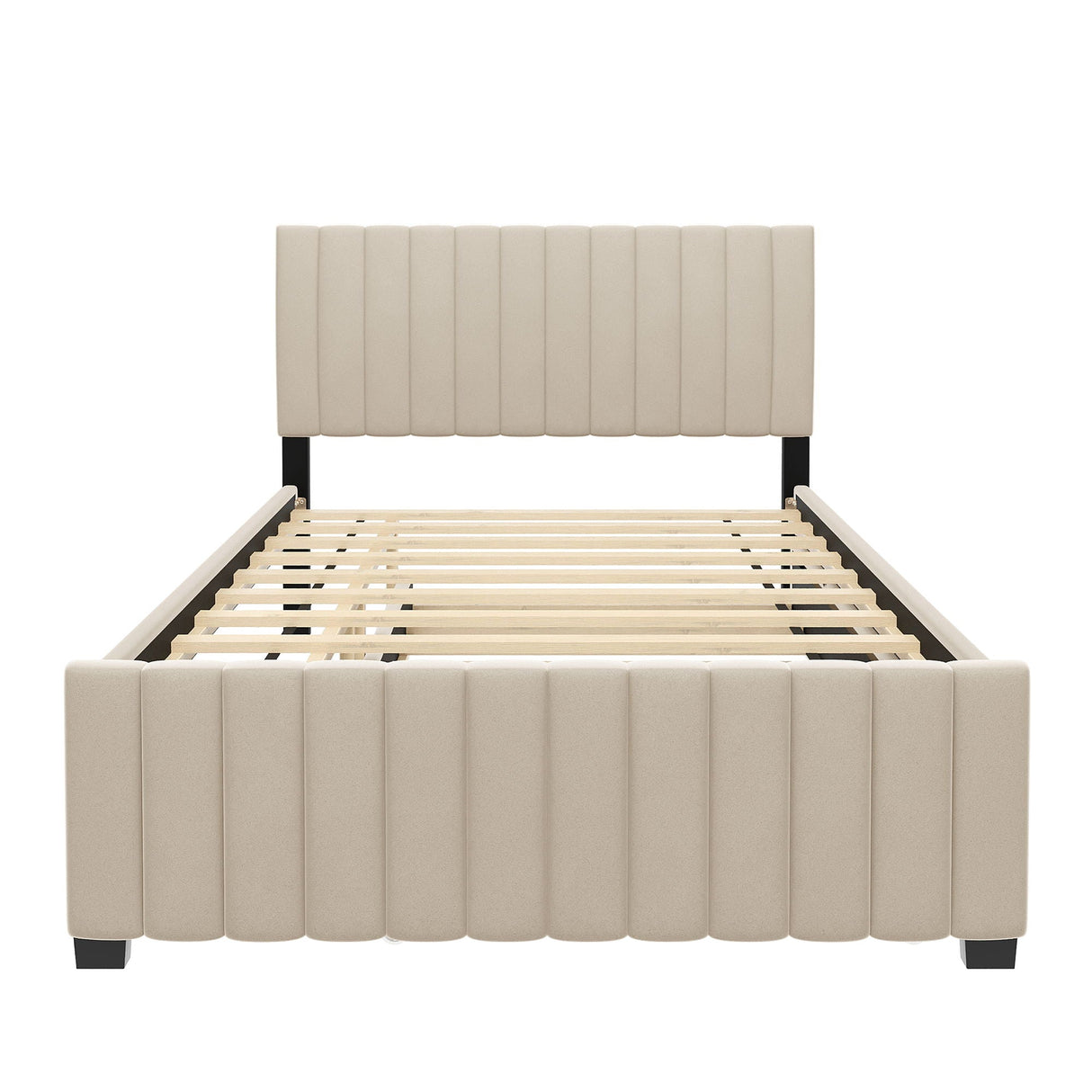 Elegant Upholstered Platform Bed With Twin Size Trundle by Couch.com