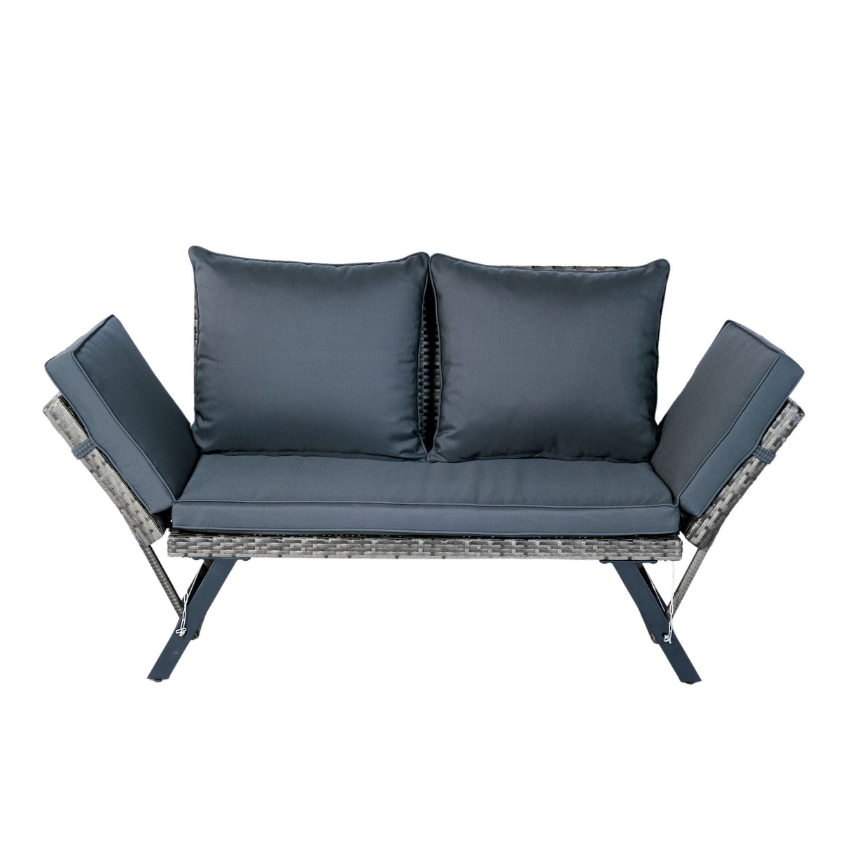 1 Pieces Patio Wicker Side Foldable Bench Patio Backyard Conversation Bench Gray Wicker - Dark Gray by Couch.com
