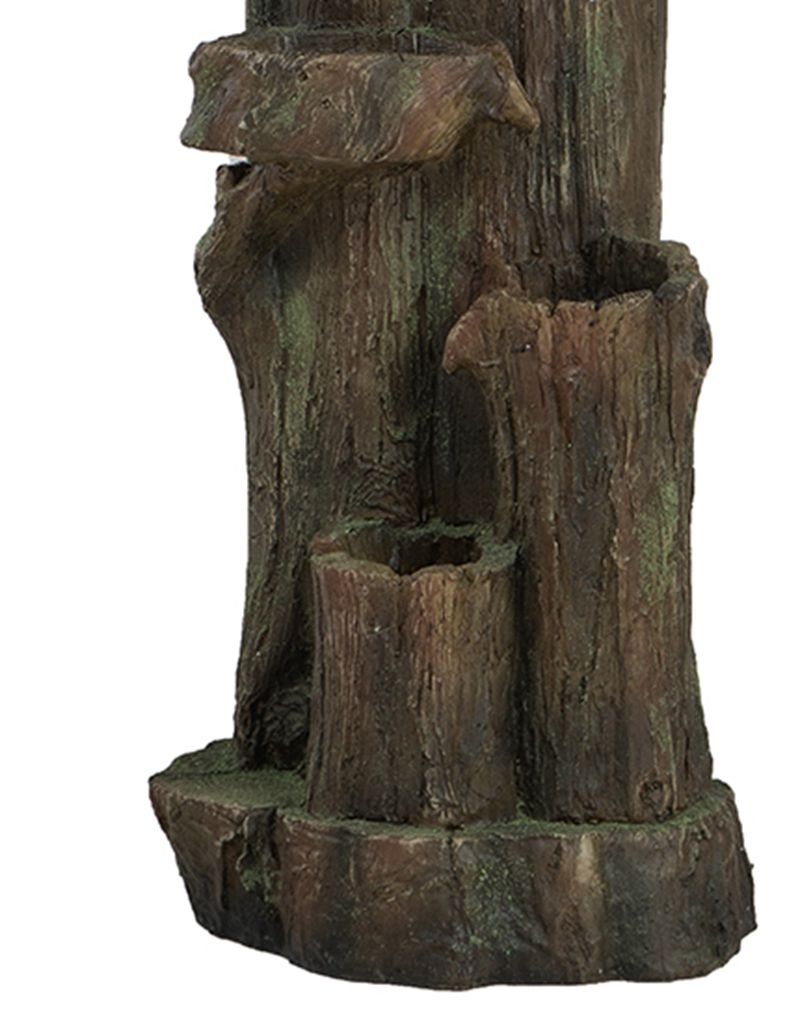 Rustic Decorative Tree Trunk 5 Tier Water Fountain, With Light And Pump, For Indoor And Outdoor - Brown by Couch.com
