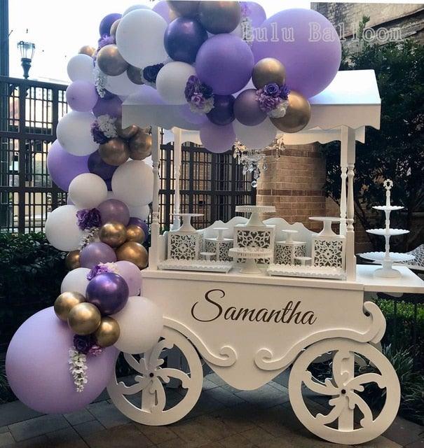 92pcs Pastel White Purple And Gold Garland Balloons Kit For Party Wedding Birthday Baby Shower Bridal Shower Gender Reveal