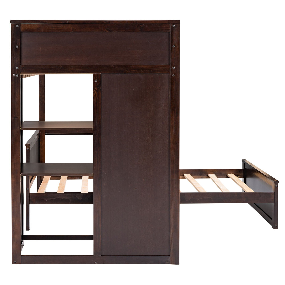 Loft Bed With A Stand Alone Bed, Shelves, Desk, And Wardrobe by Couch.com